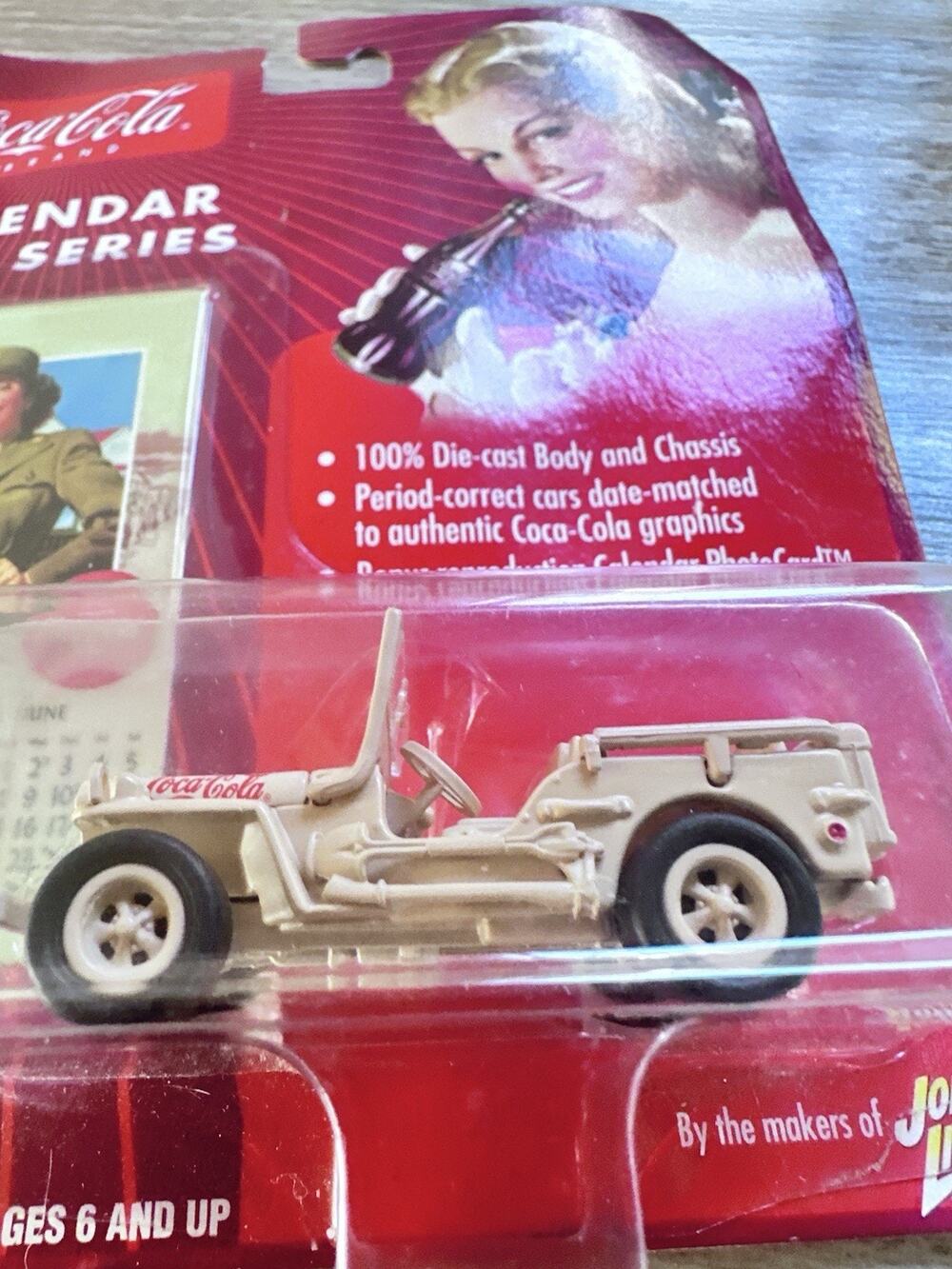 Johnny Lightning Coca Cola Calendar Girl Series Military Willys Jeep New H98
